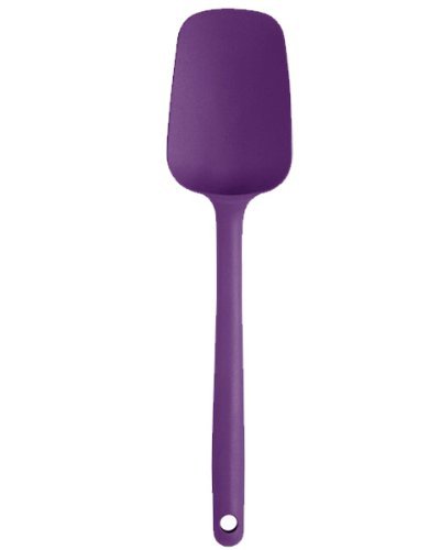 Mastrad Silicone Spoon Spatula - Non-Stick Rubber Spatula - Ideal For Mixing, Scooping and Scraping - Dishwasher Safe and High Heat Resistant (Purple)