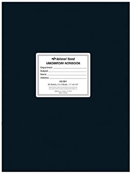 NATIONAL Brand Laboratory Notebook, 5 X 5 Quad, Black, White Paper, 11 x 8.5", 60 Sheets (43591)