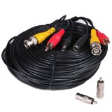 VideoSecu 150ft Feet Audio Video Power Wire Pre-made All-in-One Security Camera Cable with BNC RCA Adaptor ACBVA150 3JH