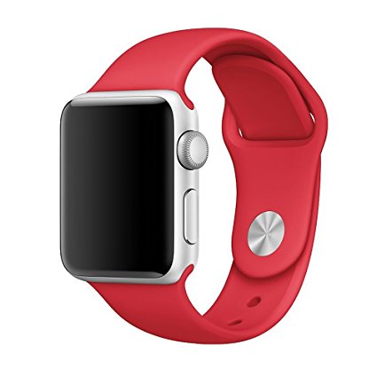 Yearscase 38MM Soft Silicone Sport Replacement Band for Apple Watch Series 1 2 3, S/M Size (Red)