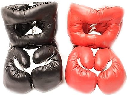 Adult-sized Boxing Gloves and Head Gear for Training with a Sparring Partner 16 Oz Size (Set of Two) Buffed-pvc for Punching Bag and Speed Bag.