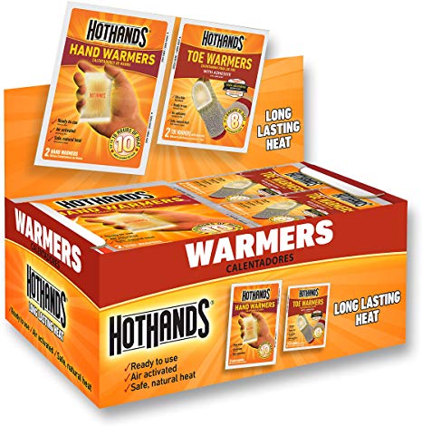 HotHands Hand & Toe Warmers - Long Lasting Safe Natural Odorless Air Activated Warmers - 24 Pair of Hand Warmers & 8 Pair of Toe Warmers