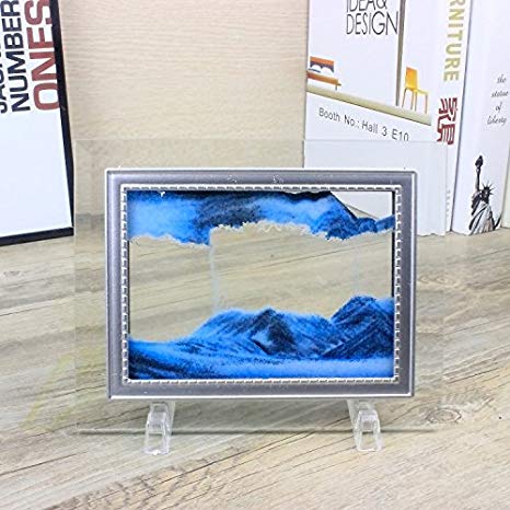 CooCu Dynamic Moving Sand Picture,Sand Art,Sandscapes Art In Motion,Desktop Art Toys,Best Gift to your friend with Gift Card(Blue) (S)