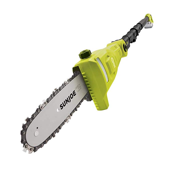 Sun Joe 24V-PS8-LTE 24-Volt 8-Inch 2-Ah Cordless Telescoping Chainsaw Pole Saw, Green