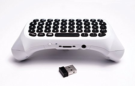 Exclusive White Color 2.4G Mini Wireless Chatpad Message Game Keyboard Keypad with Improved Range and Audio Passthrough for Microsoft Xbox One Controller