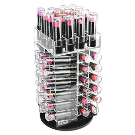 Ikee Design® Premium Acrylic Rotating Cosmetic 64 Lipsticks Tower Organizer 4 1/2" x 4 1/2" x 9 1/2"
