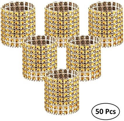 Accmor Napkin Rings, Gold Napkin Rings Buckles for Table Decorations, Wedding, Dinner,Party, DIY Decoration,Set of 50