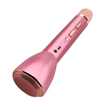 Wireless Microphones Karaoke,Portable Karaoke Player KTV with Wireless Bluetooth Speakers for Music Playing and Singing Anytime Handheld Wireless Microphones Rose Gold