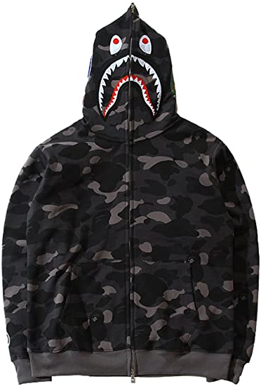 Imilan Shark Jaw Camo Bape Hoodie Shark Mouth Jacket Full Zip Up for Adults