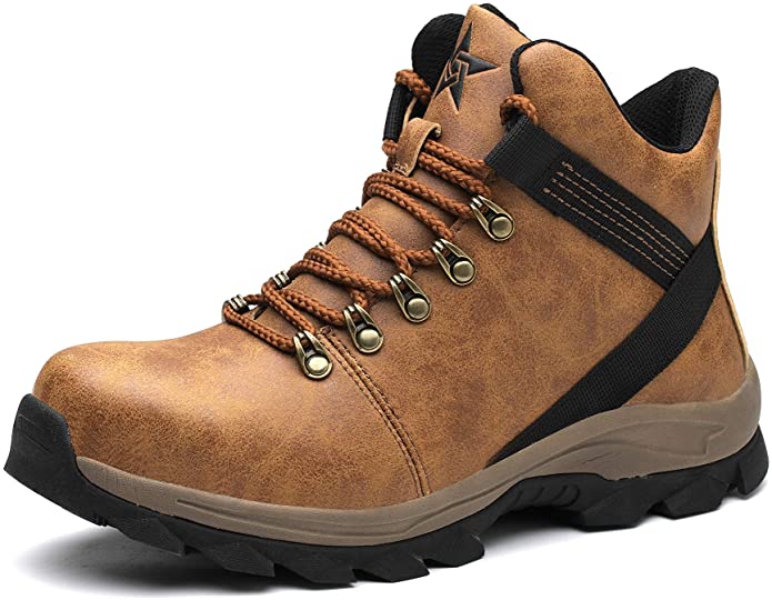 ulogu Steel Toe Boots for Men Women Waterproof Leather Comforable Non-Slip Lightweight Alloy Composite Safety Work Boots