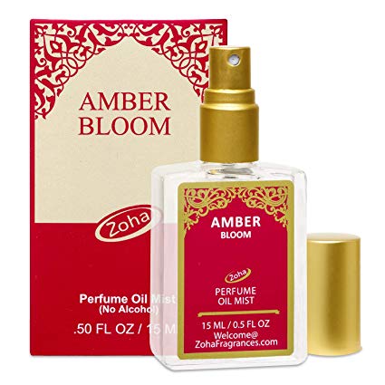 Amber Bloom Perfume Oil Mist (No Alcohol) Amber Oil Fragrance - Essential Oils and Perfumes for Women and Men by Zoha Fragrances, 15 ml / 0.50 fl Oz