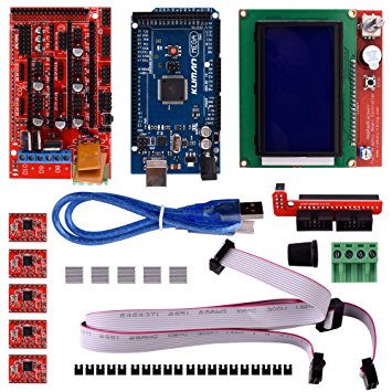 Kuman 3D Printer Controller Kit Mega 2560 R3  RAMPS 1.4   5pcs A4988 Stepper Motor Driver with Heatsink   LCD 12864 Graphic Smart Display Controller with Adapter For Arduino RepRap K17 Updated version