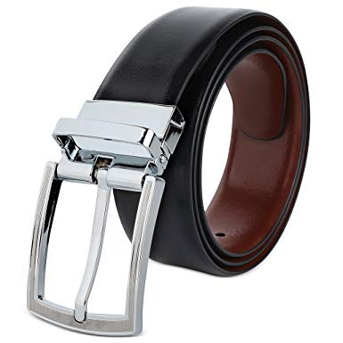 Savile Row Men's Top Grain Leather Reversible Belt, Classic & Fashion Designs