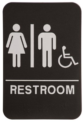 Unisex Restroom Sign Black/White - ADA Compliant