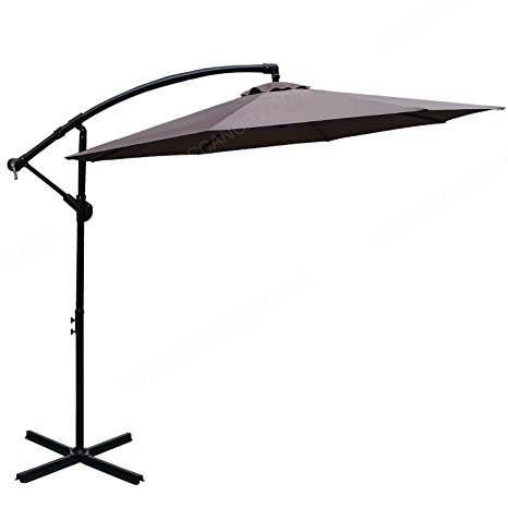 ABCCANOPY 10' Hanging Umbrella Cantilever Umbrella Offset Patio Umbrella Outdoor Market Umbrella Easy Open Lift 360 Degree Rotation (Coffee)