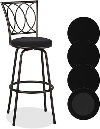 Deisy Dee 4PCS Round Bar Stool Seat Covers Stretch Round Chair Covers for 13-16 Inch Stool Chair (Black)