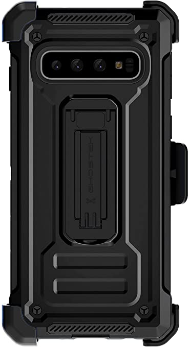 Ghostek Iron Armor Holster Belt Clip Case Designed for Samsung Galaxy S10 Case (2019) – Black | Military Grade Standard Drop Tested & Supports Wireless Charging