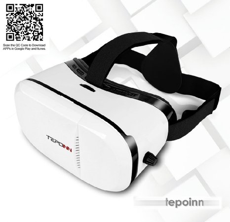 Tepoinn 3D VR Virtual Reality Glasses Headset with Head-mounted Headband and NFC Tag for 40-60 Inch Google iPhone Samsung Note LG Nexus HTC Moto Smartphones