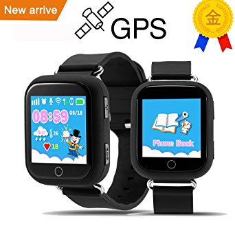 Q750 Kid Smart Watch GPS Wifi LBS Monitor Locator Watch Phone 1.54 Inch Touch Screen SOS Safe Anti-Lost Location Device Tracker for kids safe (black)