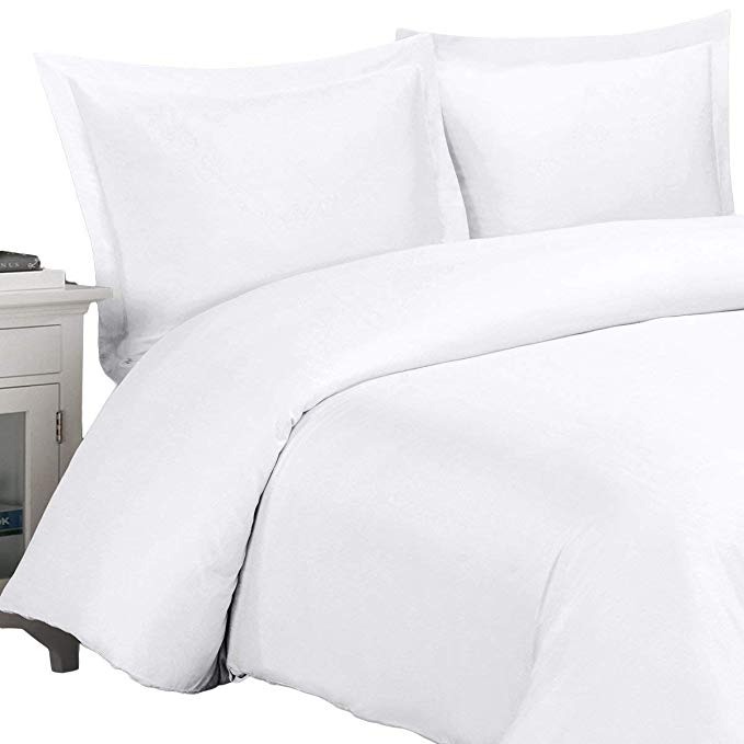 Royal Hotel Silky Soft Bamboo Cotton Hyrbid Duvet Covers, 3pc Duvet Cover Set, Oversized King/Cal-King, White