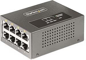 StarTech.com 4-Port Multi-Gigabit PoE   Injector, 5/2.5/1G Ethernet (NBASE-T), PoE/PoE /PoE  , Wall/DIN Rail Mountable, TAA