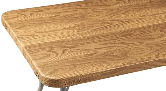 Miles Kimball Wood Grain Vinyl Elasticized Banquet Table Cover - 48" x 24" Oblong