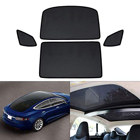 Mixsuper Mesh Car Window Sun Shades,Car Sunroof UV Rays Protection Window Shade for Tesla Model S 4 Pack