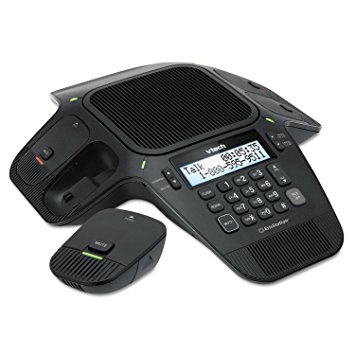 VTech VCS704 ErisStation Conference Phone Includes 2 Fixed Microphones and 4 DECT 6.0 Wireless Microphones with Orbitlink Wireless Technology