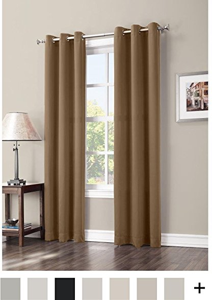 Sun Zero Easton Blackout Energy Efficient Curtain Panel, 40" x 95", Taupe Brown