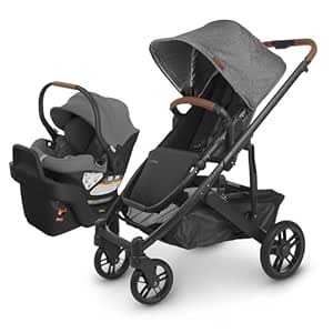 UPPAbaby Travel System, Includes Cruz V2 Stroller   Aria Lightweight Car Seat Combo/Bassinet, Toddler Seat, Rain Shield, Storage Bag, Car Seat, Base   Infant Insert Included/Greyson (Charcoal Mélange)