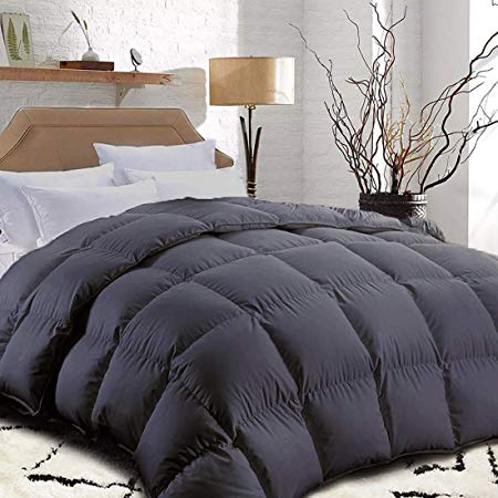 King Comforter Soft Summer Cooling Goose Down Alternative Duvet Insert 2100 Hypoallergenic Quilt with Corner Tab for all Season,Prima Microfiber Filled,Reversible Hotel Collection,Grey,90 X 102 inch