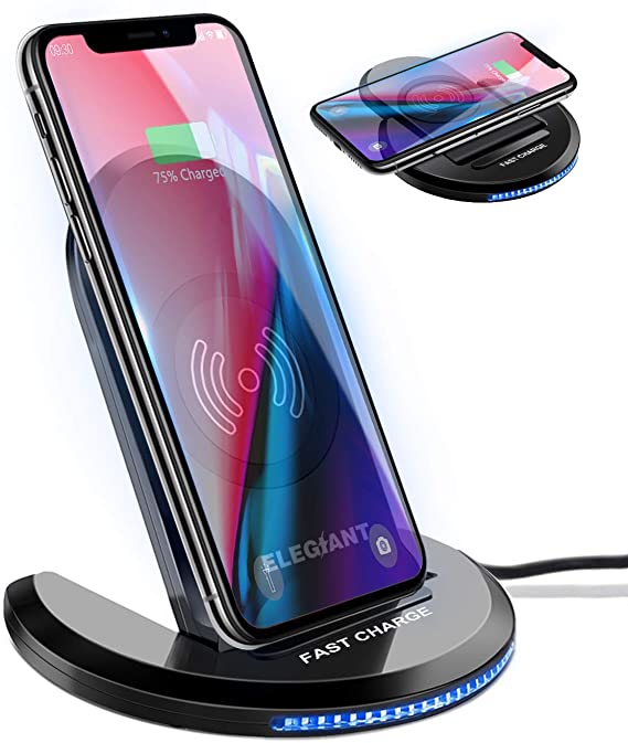 ELEGIANT Wireless Charger, 10W Qi-Certified Wireless Charging Stand 0 to 90 Degrees Adjustable Compatible with iPhone 11/11 Pro Max/XR/XS MAX/XS/X/8/8 Plus, Galaxy S20/S10/S9/S8/S7 Edge/Note 10 /9/8