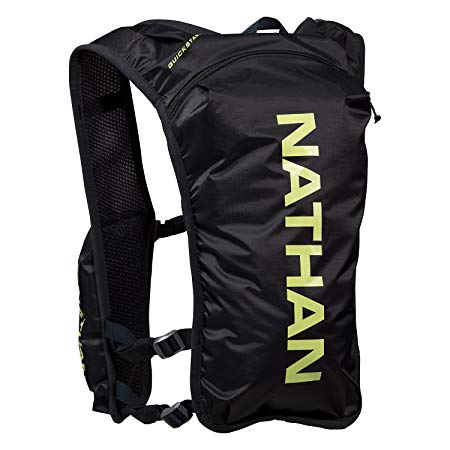 Nathan QuickStart Hydration Pack Running Vest. 4L Storage with 1.5L (1.5 Liter) Bladder Included. for Men and Women OSFM Adjustable Straps. Phone Holder Pockets, Zippers, Nutrition Storage.