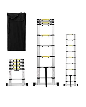 Useful UH-TL210 8.5-Feet Aluminum Telescoping Extension Ladder with Finger Save Stoppers, Safety Stabilizing Cross Piece and Carry Bag