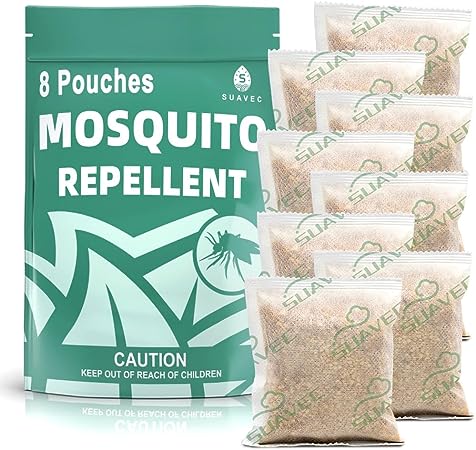 SUAVEC Mosquito Repellent for Patio, Mosquito Repellent Outdoor, Indoor Mosquito Repellant, Mosquito Repellents for Yard, Mosquito Control for Room, Mosquito Deterrent for Backyard, Camping-8 Pouches