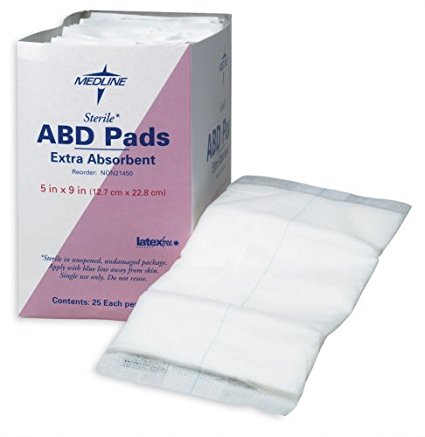 AliMed MDSNON21450H NON21450pk50 NON21450H - Sterile Abdominal Pads, 4 Packs of 25 (Pack of 100 )