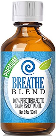Breathe Blend 100% Pure, Best Therapeutic Grade Essential Oil - 60ml / 2 (oz) Ounces - Comparable to DoTerra's Breathe & Young Living's Raven Blend - Peppermint, Eucalyptus, Lemon, Tea Tree, Ravensara