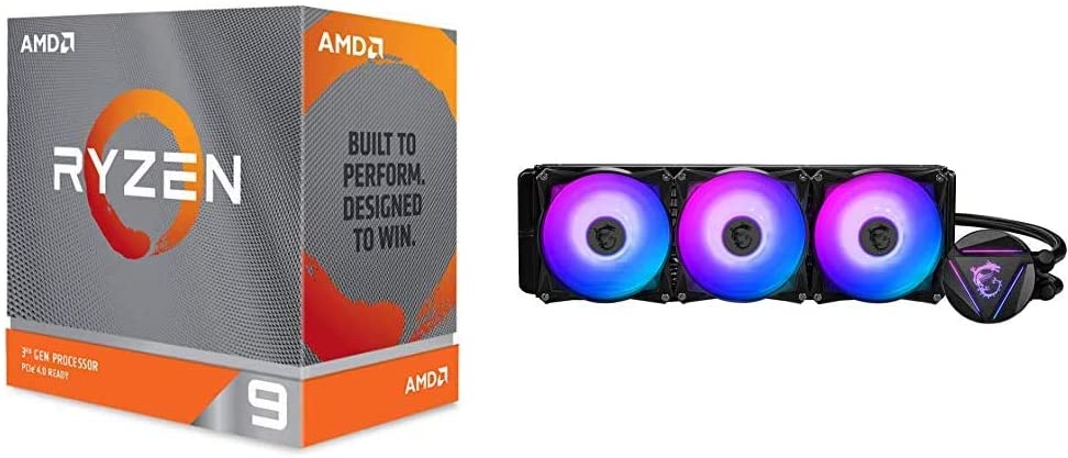 AMD Ryzen 9 3900XT 12-core 24-Threads Unlocked Desktop Processor Without Cooler   MSI MAG CORELIQUID 360R - AIO RGB CPU Liquid Cooler - Rotating Cap Design - 360mm Radiator - Triple 120mm RGB PWM Fans