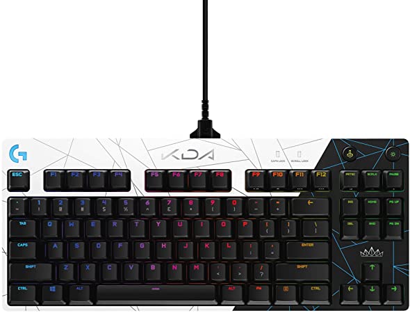 Logitech G PRO K/DA Mechanical Gaming Keyboard, Ultra-Portable Tenkeyless Design, Detachable Micro USB Cable, 16.8 Million Color LIGHTSYNC RGB backlit keys - Official League of Legends KDA Gaming Gear