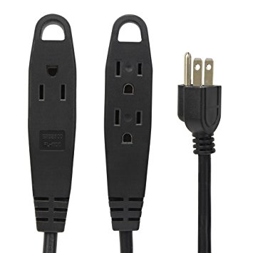 NEW! BindMaster 8 Feet Extension Cord/Wire, 3 Prong Grounded, 3 outlets, Heavy Duty, Black