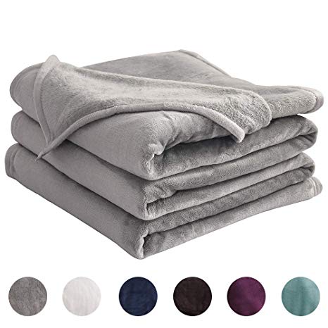 LIANLAM Fleece Blanket Lightweight Super Soft and Warm Fuzzy Plush Cozy Luxury Bed Blankets Microfiber (Grey, Queen(90"x90"))