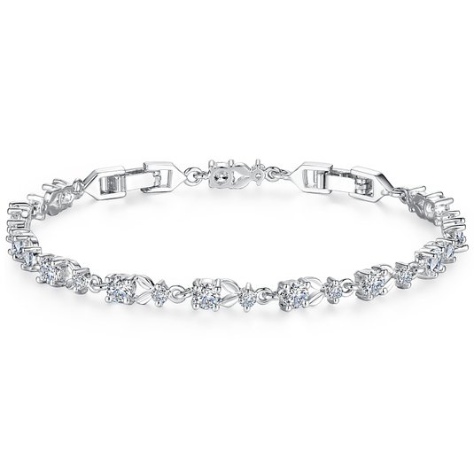 Bamoer Luxury Slender Rose(White) Gold Plated Bracelet with Sparkling Cubic Zirconia Stones 10 Style to Choice