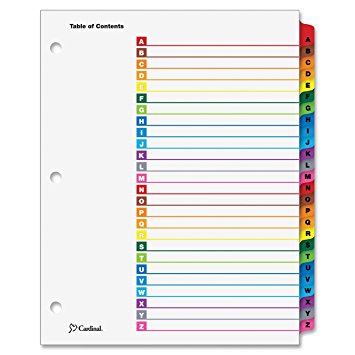 Cardinal OneStep Index System, 26-Tab, A-Z, Multi-Color, 1 Set (60218)