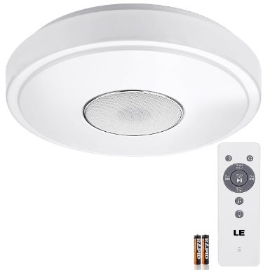 LE 24W Dimmable Φ385MM LED Music Ceiling Lights with Bluetooth Speaker, Color Temperature Adjustable , 1800lm, IR Remote Control, 180W Incandescent/50W Fluorescent Equivalent, Round Flush Mount Light, Ceiling Light Fixture