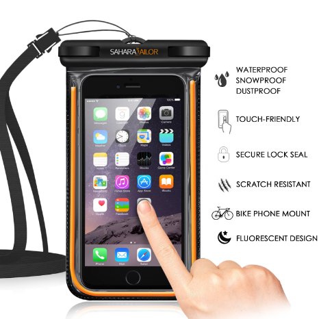 Waterproof Case Sahara Sailor Waterproof Phone Case Dry Bag Bike Phone Mount Fluorescent Strip for Apple iPhone 7 6 6S Plus Samsung Galaxy S7 S6 S5 Note 5 4 Touchscreen Transparent Window