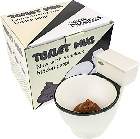 Fairly Odd Novelties Ceramic Toilet Coffee Mug - Now With Hidden Poop 11-Ounces, White