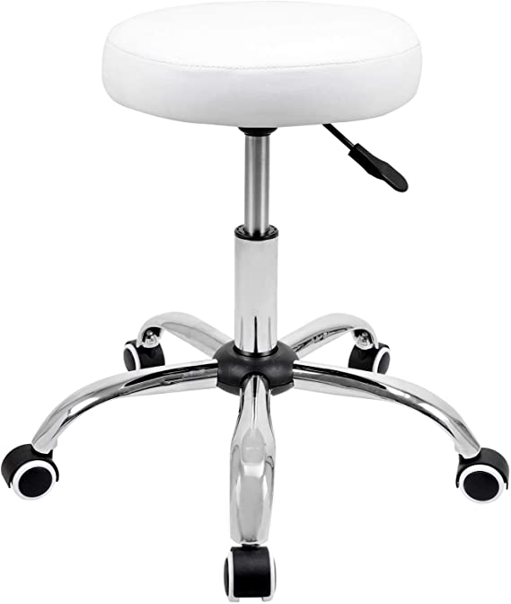 Voilamart Salon Stool with Strong Base Adjustable Swivel Beauty Chair Hydraulic Gas Lift Massage Stool for Hairdressing Manicure Tattoo Therapy Beauty Massage Spa Salon, White