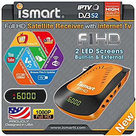 iSmart F1 HD DVB-S2 with IPTV - Hybrid Full HD FTA Satellite Receiver