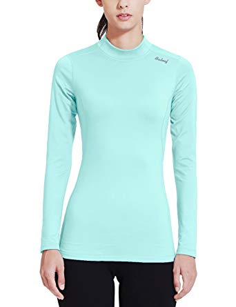 BALEAF Women's Fleece Thermal Mock Neck Long Sleeve Running Shirt Workout Tops