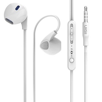Earphones, Uiisii U1 In Ear Headphones with Microphone and Volume Control, Cute Earbuds for iPhone 6 6S 6 Plus, iPod, iPad, Samsung S6 S5, HTC, LG G4 G5, Smartphones, MP3 Players (White)
